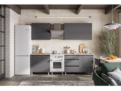 Готовая кухня Денвер 2 м, графит серый/сонома