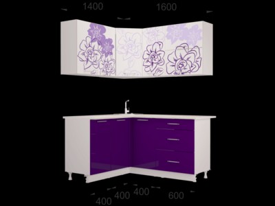 Гарнитур кухонной мебели Бордо-Виолет угловой 1,4*1,6