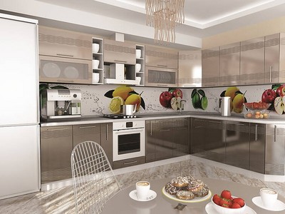Модульная кухня Мокко угловая  3,2 м х2,2 м, 3 цвета фасада на выбор